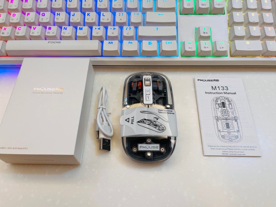FMouse - Bluetooth and USB mouse with grey color and transparent cover